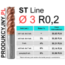 Frez z promieniem naroża fi 3 R0,2 ST LINE